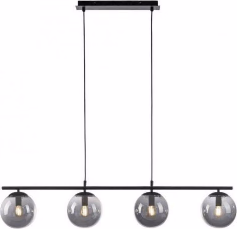 Lampada a sospensione, vetro fumé, nero, L 100 cm