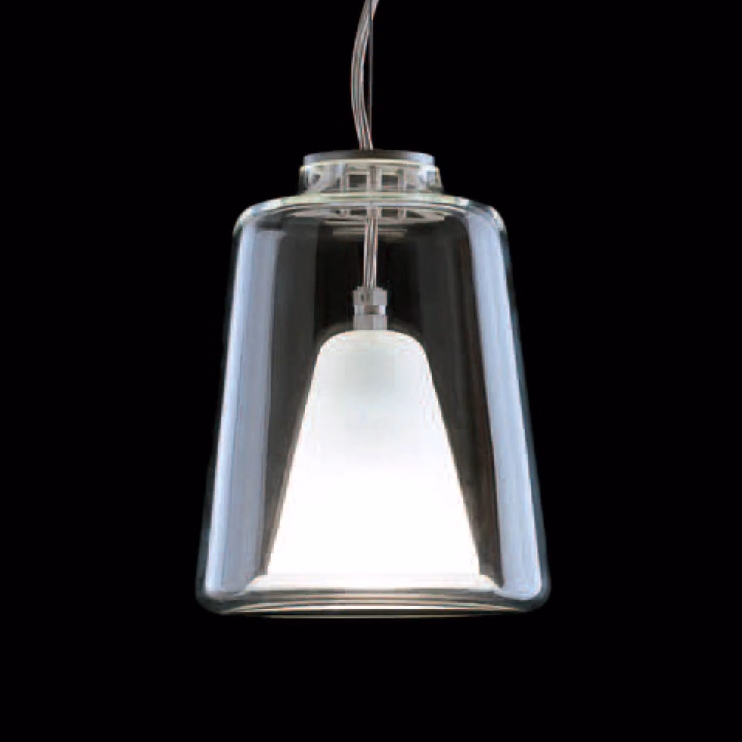 Oluce Lampada a sospensione in vetro LANTERNA, dimmerabile, Chiaro / Trasparente, Soggiorno / Sala da pranzo, Vetro, Design, Lampada a sospensione