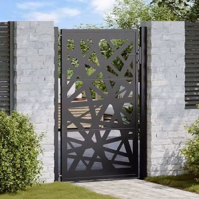 Cancello da giardino nero 100x150 cm in acciaio design leggero 4100951