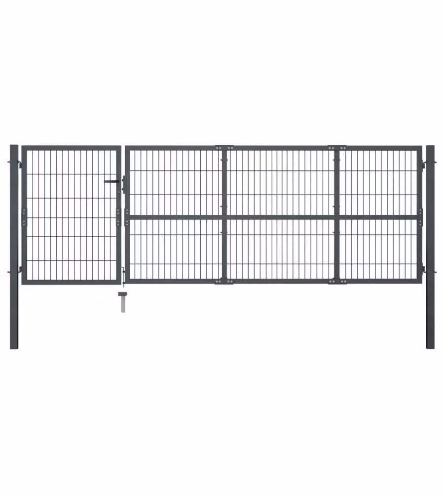 Cancello di Recinzione con Pali in Acciaio 350x100 cm Antracite