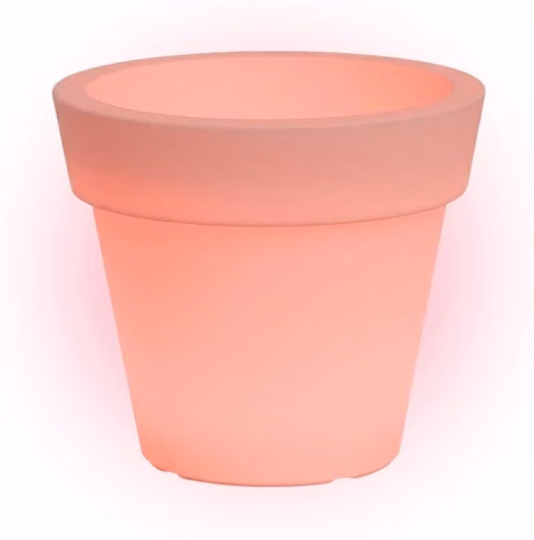 Vaso luminoso moderno di design Ø80 H70 in polimero resistente con LED rosso per interno ed esterno - Made in Italy - Monacis