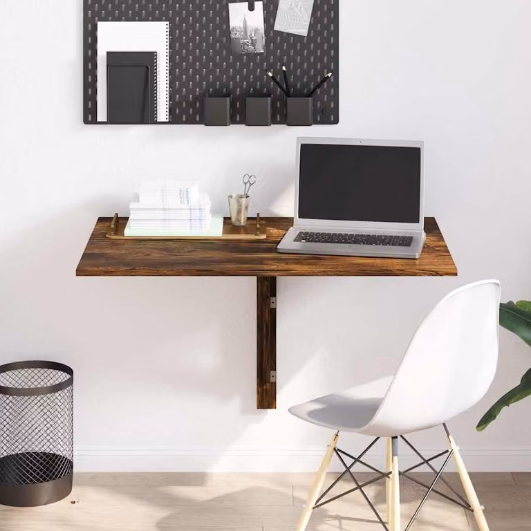 vidaXL Tavolino da parete pieghevole in legno Rovere Fumo L: 100 cm, P: 60 cm, H: 56 cm