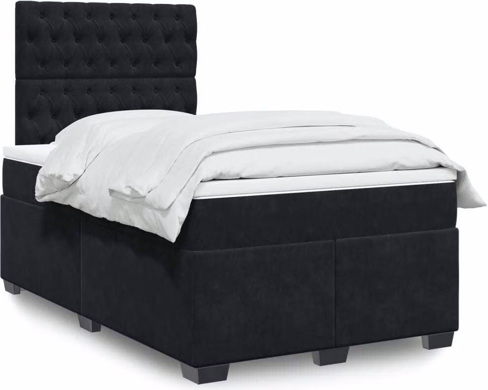 Maison Exclusive - Giroletto a Molle con Materasso Nero 120x190 cm in Velluto