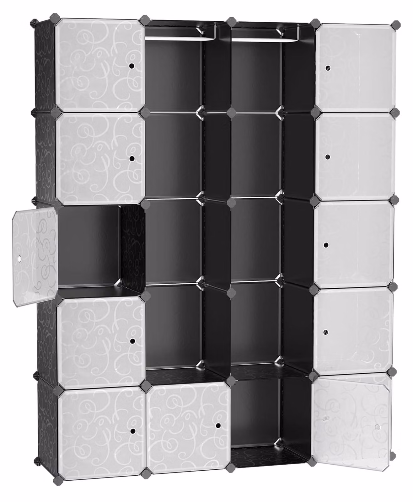 Mobile Contenitore - Leobert - Nero Con Motivo - 178 X 143 X 36 Cm