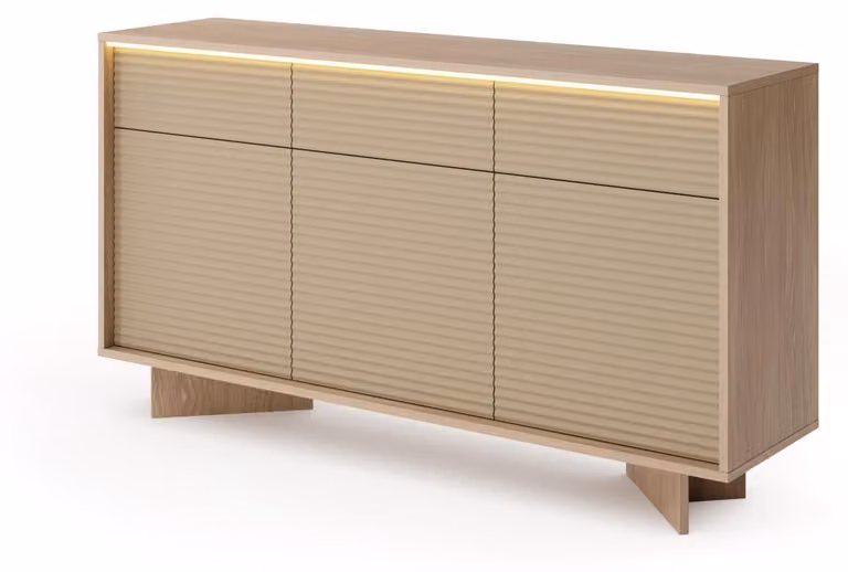 Comodino FURNLUX, color crema, 154 cm / Colore principale: crema / Dimensioni: 154 x 85 x 40 cm