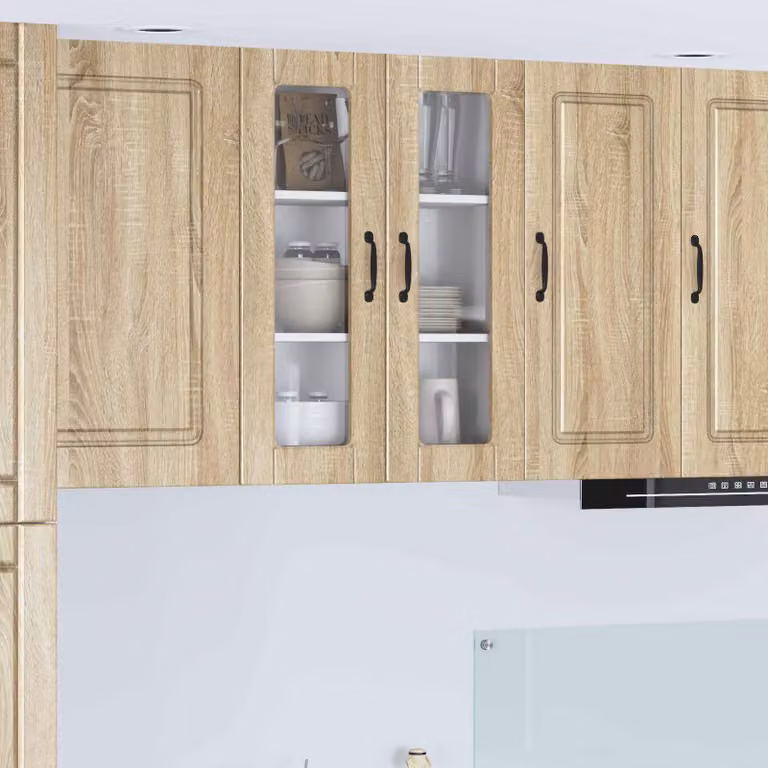 Mobile da parete PORTO vidaXL in legno e vetro, Rovere Sonoma, L 60 x P 31 x H 80 cm