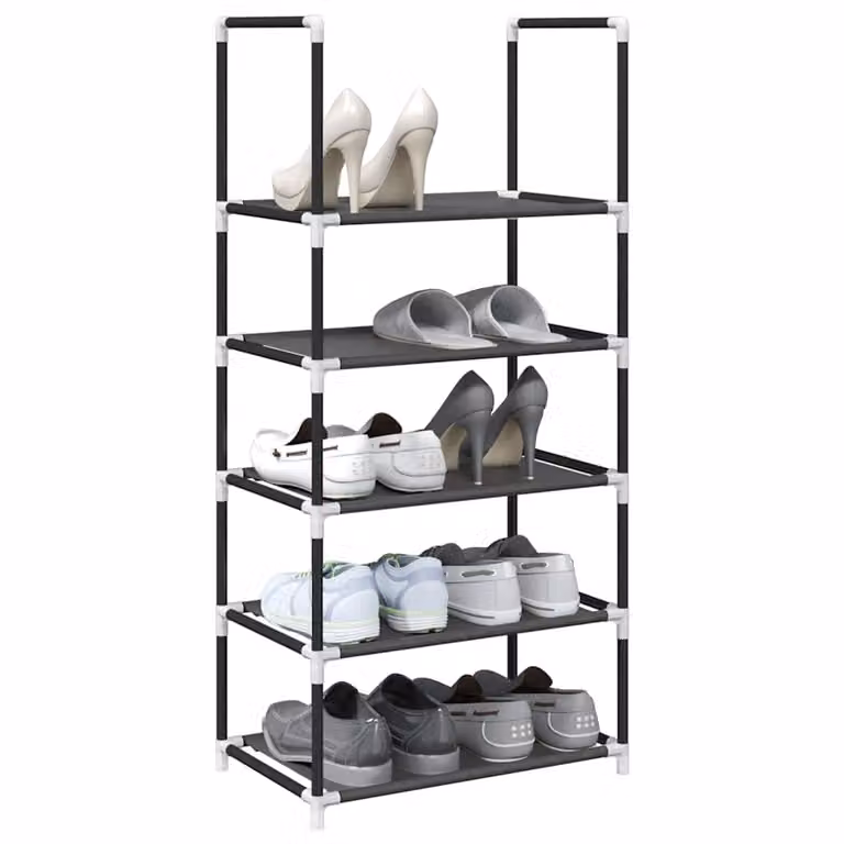 vidaXL Scarpiera 5 Ripiani Nera 44x28x94 cm in Tessuto Non Tessuto
