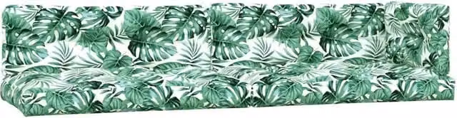Set di 5 cuscini per pallet DESIGN IN con motivo a foglie, colore verde, in poliestere idrorepellente e resistente ai raggi UV, L/P/H: 120 x 120 x 12 cm