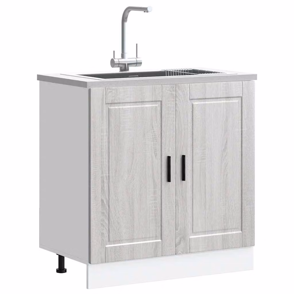 Base lavello mobile vidaXL moderno in MDF grigio L: 80 cm, P: 46 cm, H: 81,5 cm