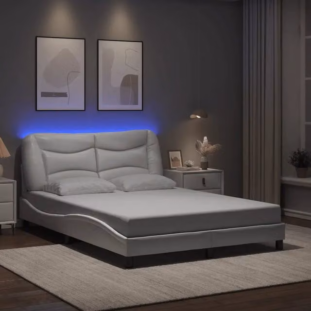 Letto con LED e porta USB vidaXL Hvar Bianco L/P/H: 120 x 200 cm – 1