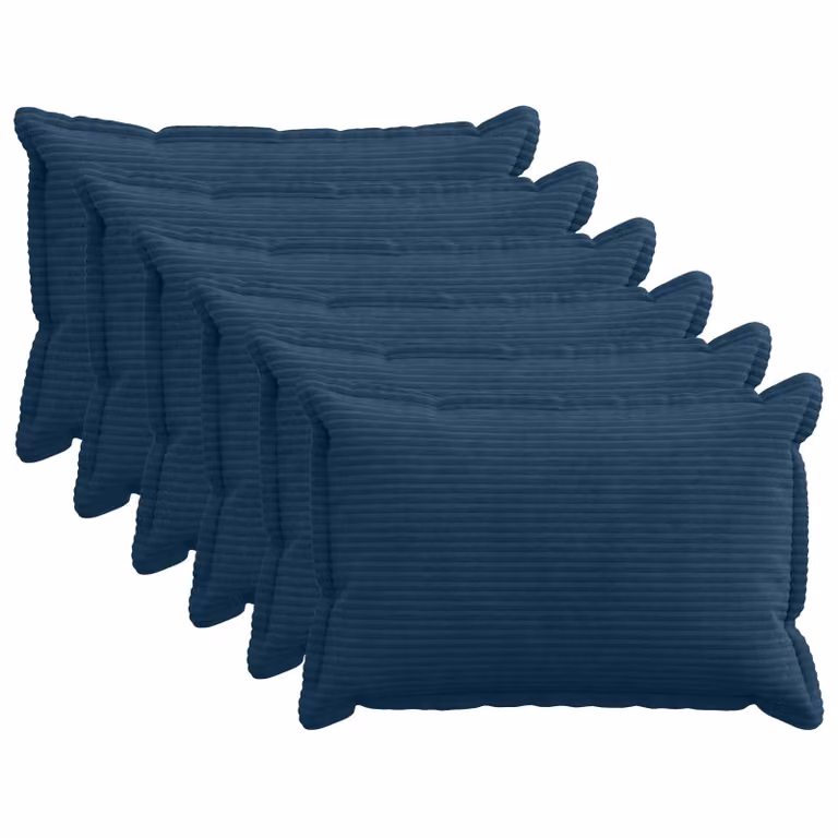 Set di 6 federe vidaXL HOUTEN in velluto a coste blu navy, L 50 cm x P 75 cm