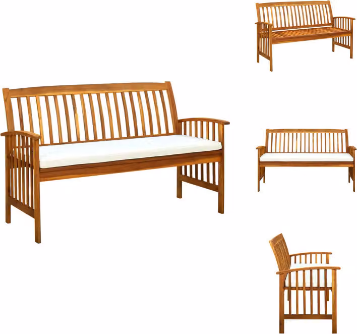 vidaXL Panca da giardino con cuscino 147 cm in legno massiccio di acacia - Panche da giardino