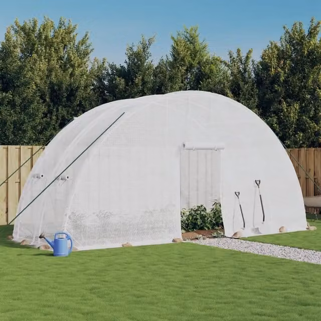 Serra con Telaio in Acciaio Bianco 12 m² 6x2x2,85 m 364091