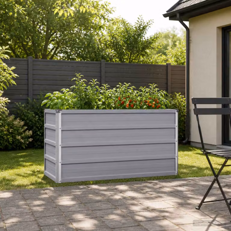 Letto rialzato da giardino vidaXL in metallo Grigio L: 100 cm, P: 40 cm, H: 55 cm