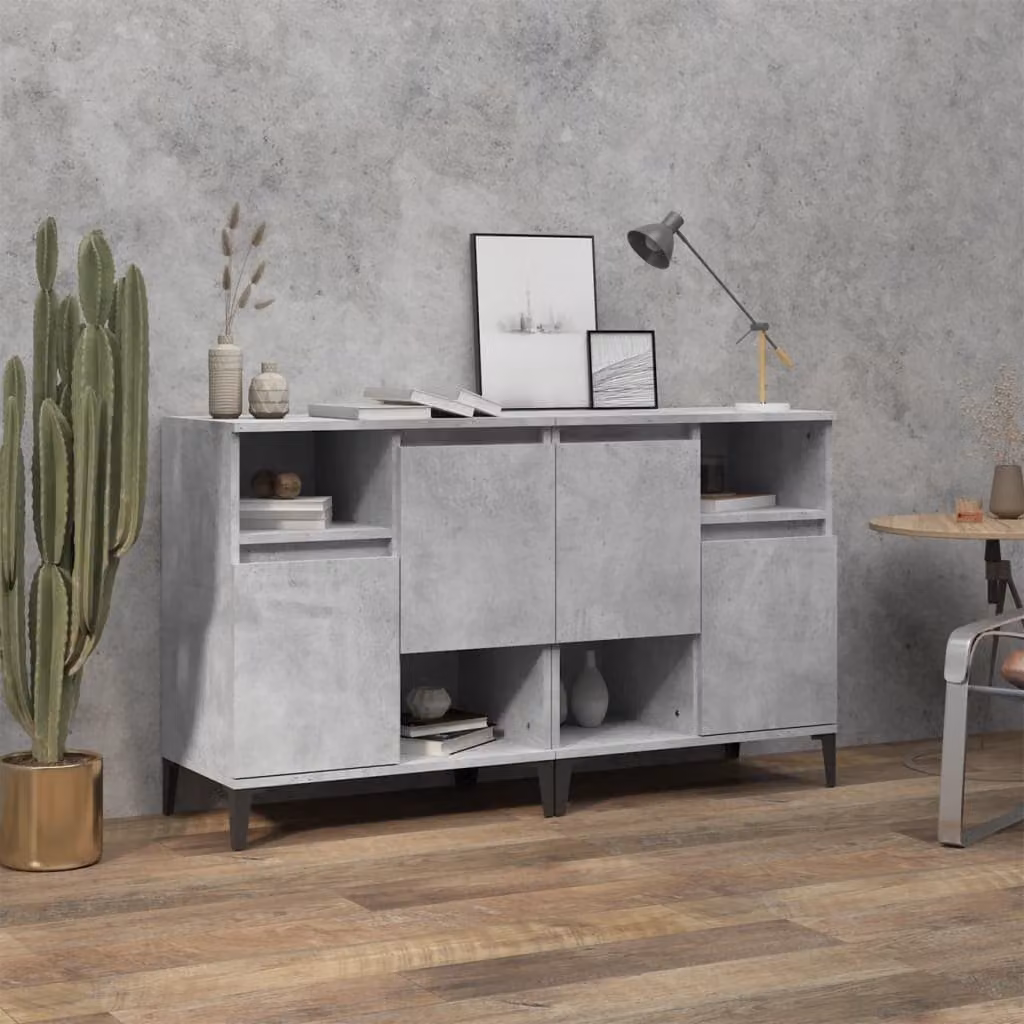 Set di 2 credenze vidaXL in legno e metallo, colore grigio, L: 60 cm, P: 35 cm, H: 70 cm