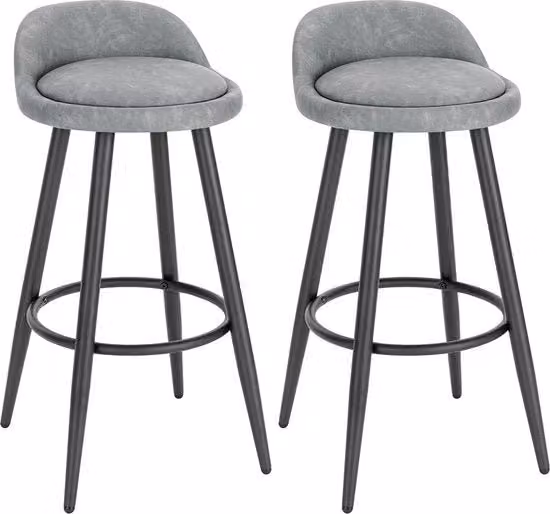 Set di 2 sedute di cucina in legno di leccio - Grigio - Con schienale - Sedute ergonomiche - Cucina - Altezza seduta 69cm