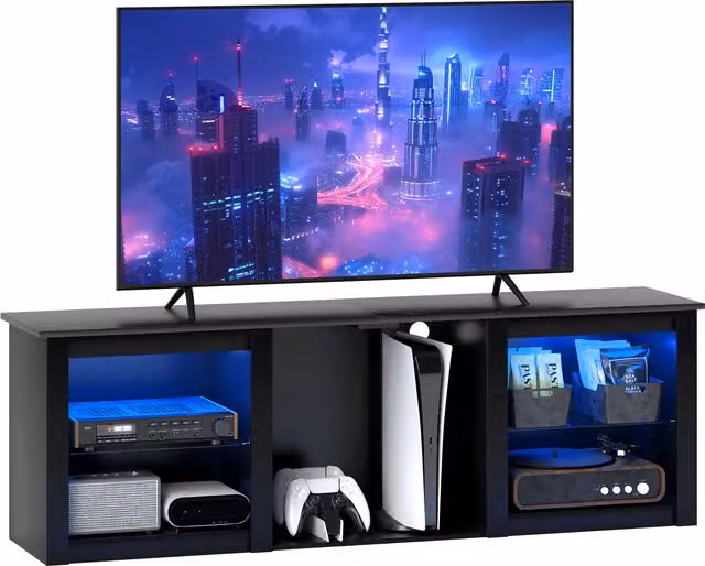 Mobile TV HOMCOM moderno con illuminazione LED per TV fino a 65 pollici, L: 160 cm, nero