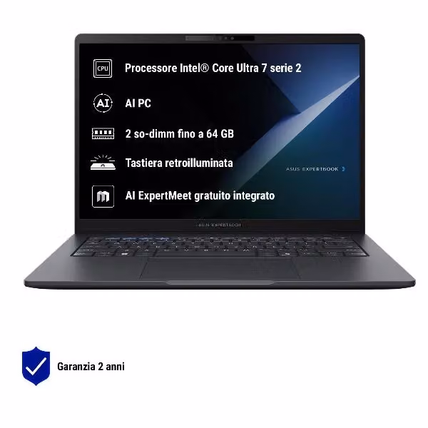 Laptop B3405cca-ly1604x con Processore Intel Core Ultra 7, 14/16 pollici, 1TB SSD, Colore Nero