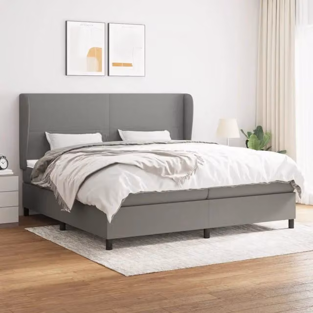 Letto Ibrido vidaXL con Materasso a Molle e Struttura in Legno di Larice, Grigio e Bianco, L/P/H: 203 x 203 x 128 cm