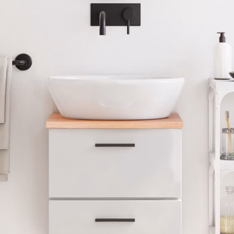 Piano Bagno vidaXL in Legno Massello Trattato Marrone Chiaro L: 40 cm, P: 30 cm, H: 2 cm