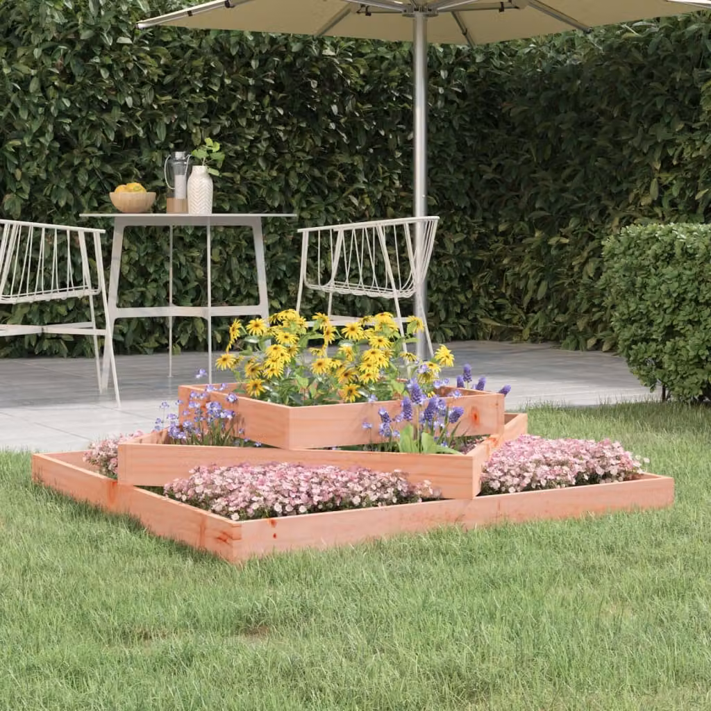 Fioriera rialzata vidaXL in legno massello di Douglas, colore marrone, L 112 x P 112 x H 27 cm