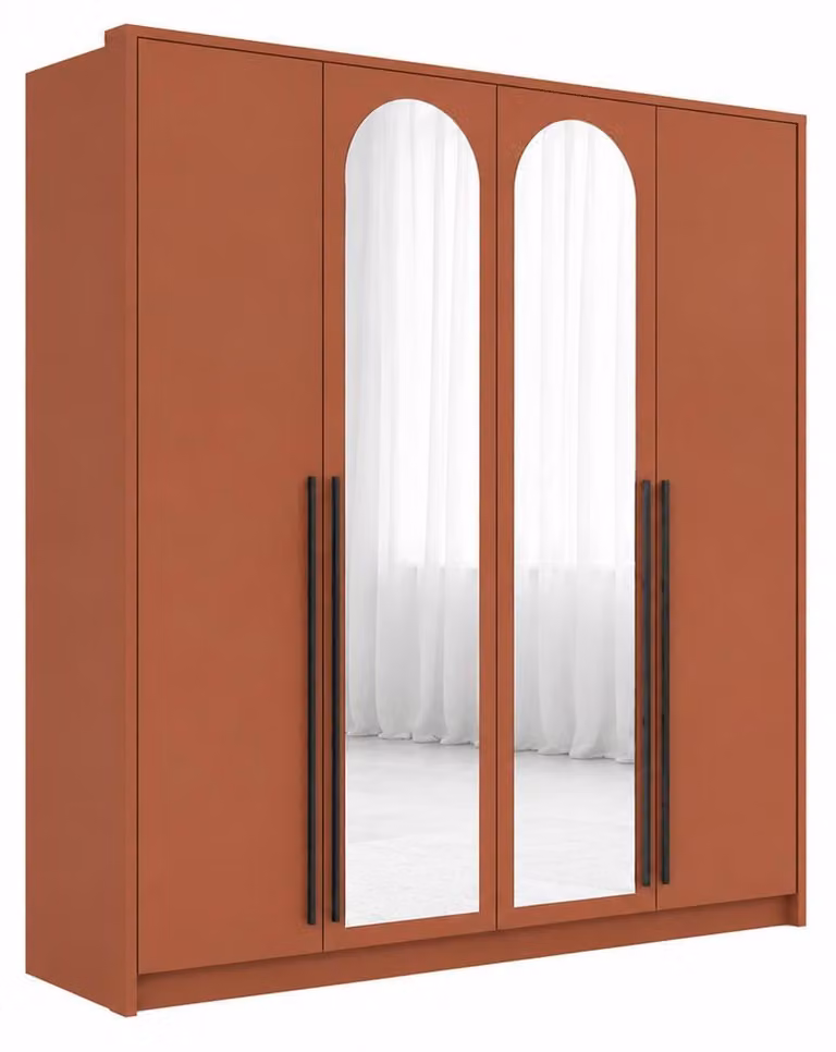 Armadio con specchio, in terracotta, dimensioni 205 x 65 x 217 cm