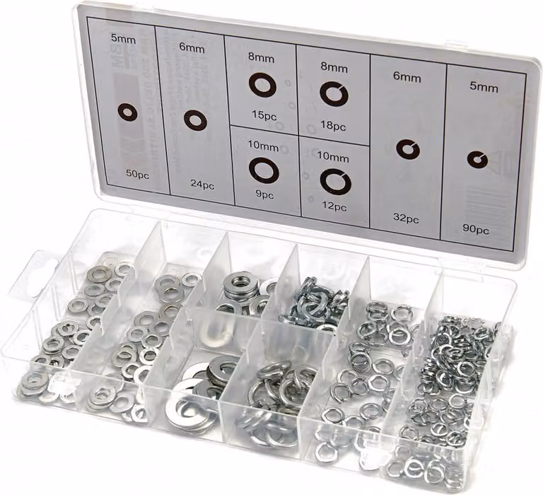 Set-kit rondelle di bloccaggio, serraggio, anelli di sicurezza con fermo rapido, 250 pezzi