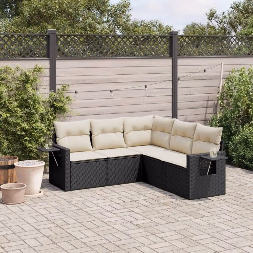 Maison Exclusive - Set Divani da Giardino 5 pz con Cuscini in Polyrattan Nero