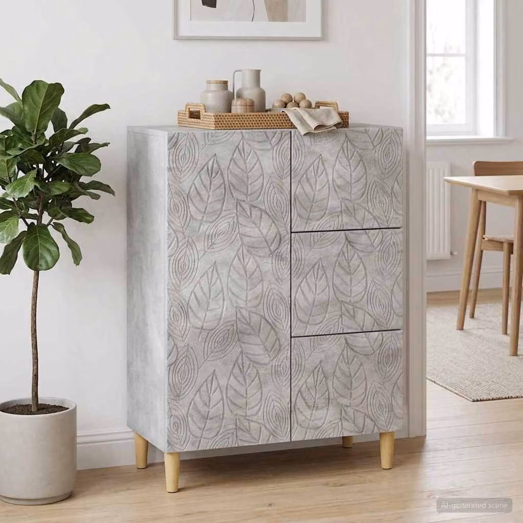 Credenza moderna vidaXL in legno ingegnerizzato grigio cemento L 66 x P 34,5 x H 90 cm