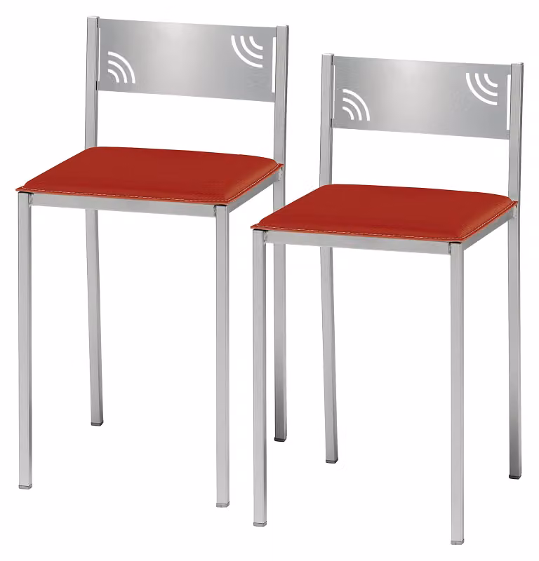ASTIMESA: Due sedie da cucina, struttura in metallo, rivestimento in ecopelle, colore rosso, altezza seduta: 45 cm