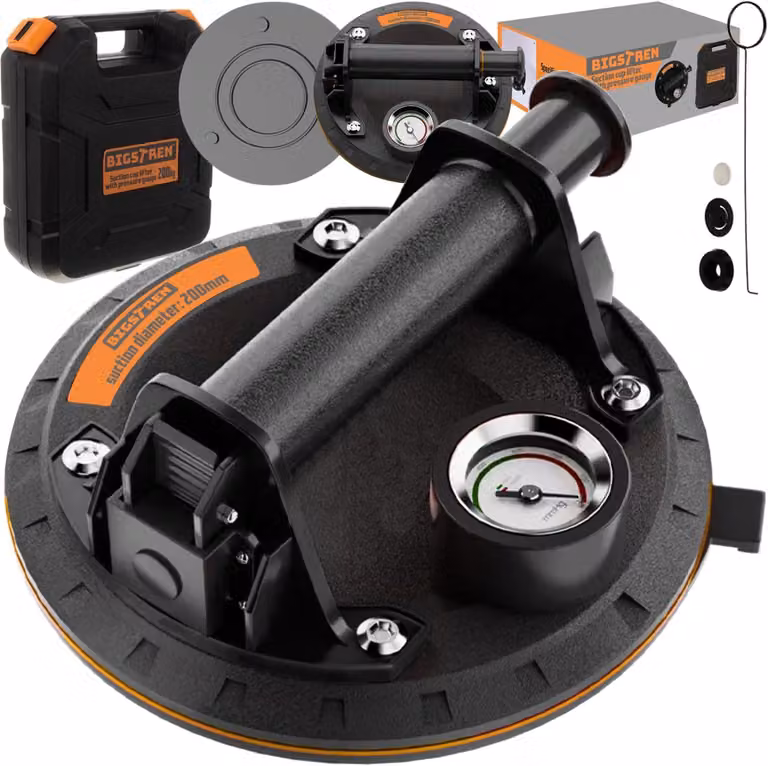 Aspiratore a vuoto con manometro, capacità di carico 200 kg, diametro 200 mm, adatto per superfici lisce
