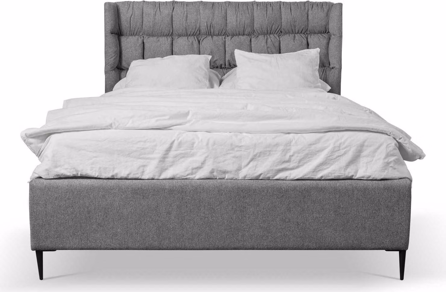 Grau Doppelbett Klassisches Schlafzimmermöbel Design Eleganter Stoff Bett