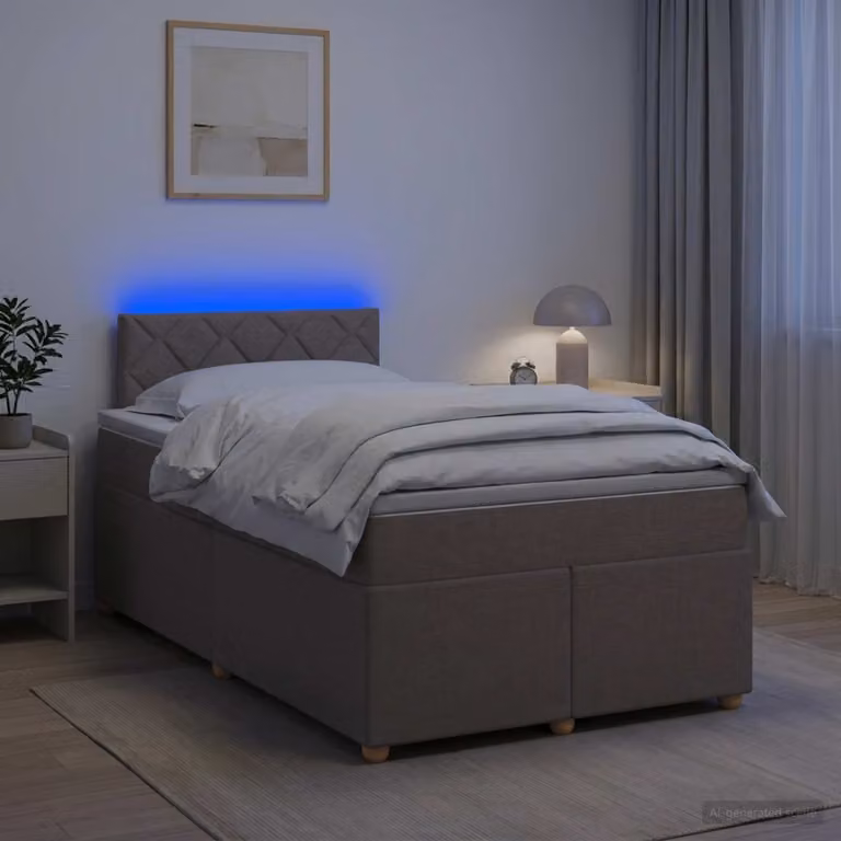 Letto box spring ibrido vidaXL con materasso a molle insacchettate e illuminazione sottostante, L/P: 120 x 200 cm
