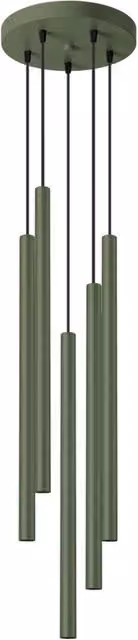 Lampada a sospensione moderna Pastelo di Sollux Lighting in metallo verde con 5 lampadine G9