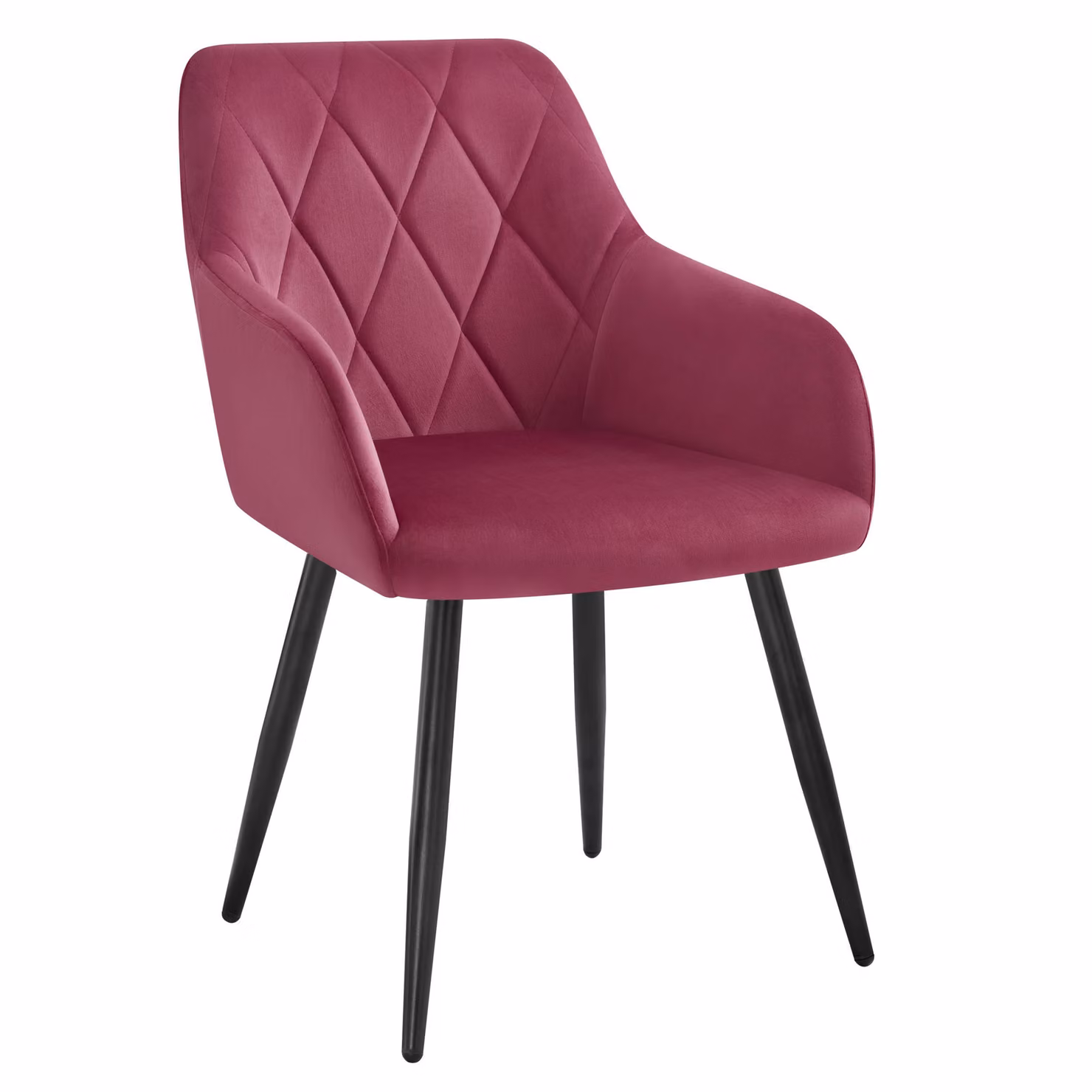 WOLTU 1x sedia da sala da pranzo con schienale a braccioli, sedia da sala da pranzo con rivestimento in velluto, comoda sedia imbottita, sedia da cucina con gambe in metallo, bordeaux