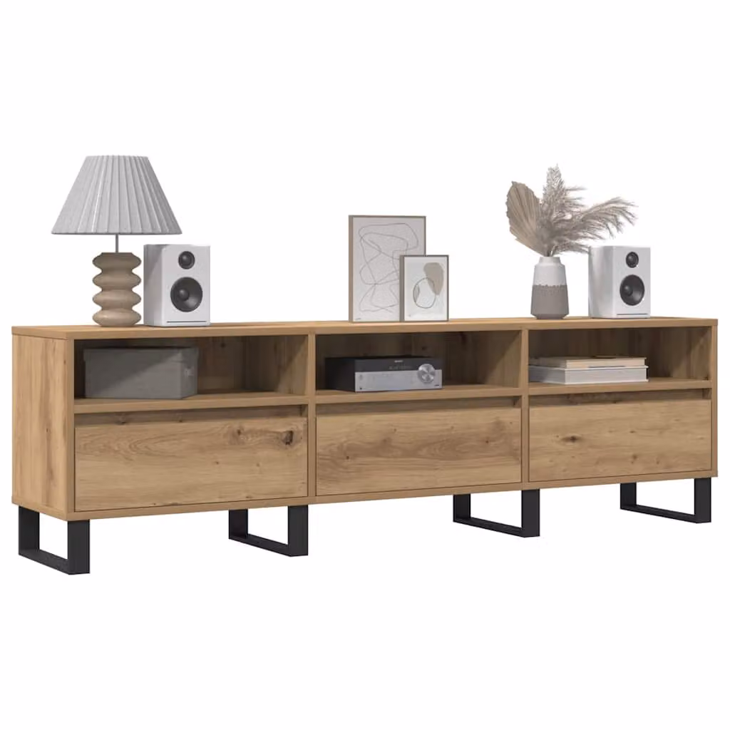 Mobile Porta TV Moderno vidaXL in Rovere e Metallo, Colore Marrone, L/P/H: 150 x 30 x 44,5 cm