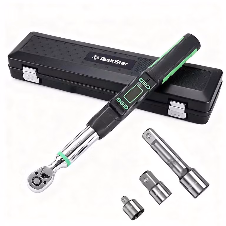 Chiave dinamometrica digitale - Set di chiavi dinamometriche - 0–220 Nm - Precisione ±2% - Attacco quadrato da 0,95 cm - Display LCD - Regolabile - Funzionamento manuale