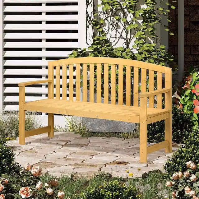 Panchina da giardino Minimal a 2 posti in legno di abete arancione L: 140 cm, P: 50 cm, H: 85 cm