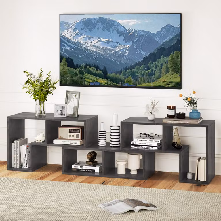 Centro di intrattenimento Costway per console TV fino a 65 pollici, mobile moderno con scomparti multimediali, Grigio