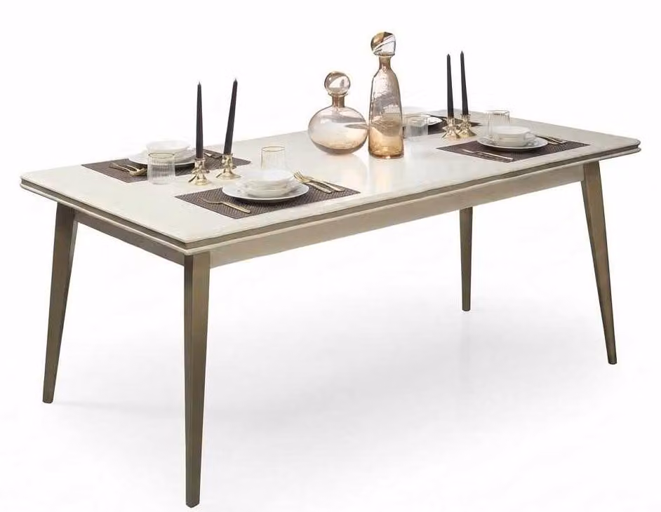 Tavolo da pranzo beige, moderno, Tavolo per la sala da pranzo, tavolo da cucina, tavolo in legno