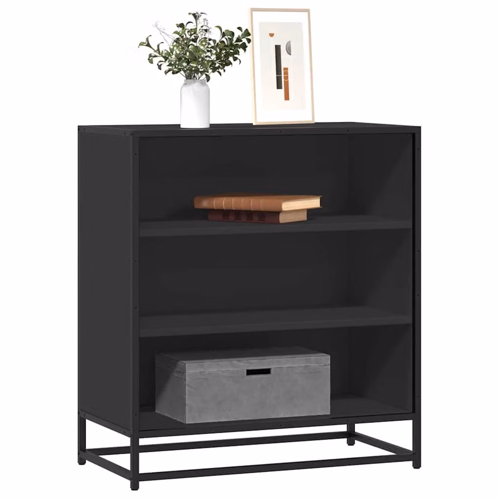 Credenza vidaXL in stile industrial in truciolato e metallo, colore nero, L 68 cm x P 35 cm x H 76 cm