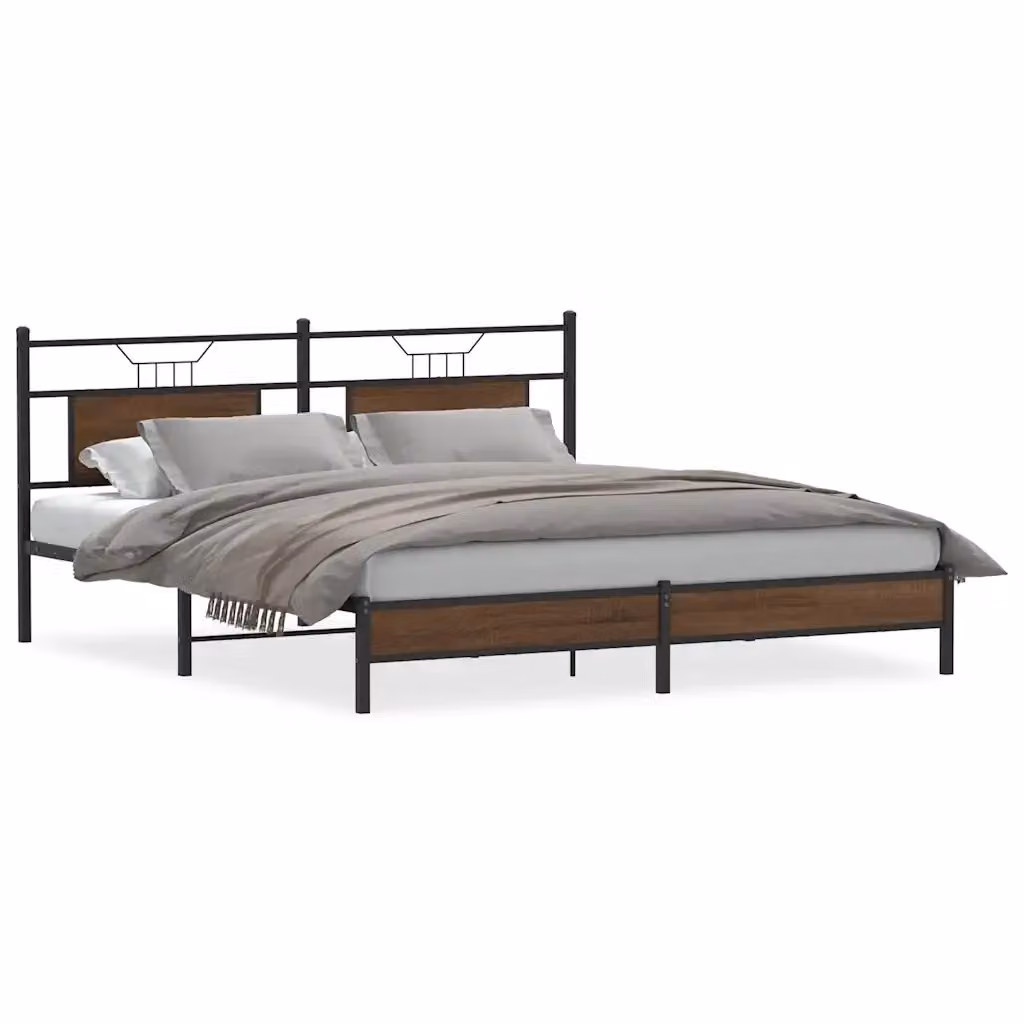 Giroletto senza materasso vidaXL in rovere e metallo marrone L/P/H: 207 x 160 x 91,5 cm – 2
