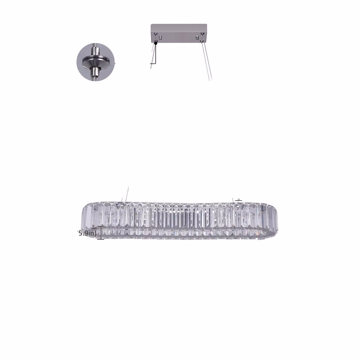 Lussuosa lampada a sospensione in cristallo, regolabile in altezza, LED dimmerabile, design argento 57 cm, argento 57 cm, dimmerabile