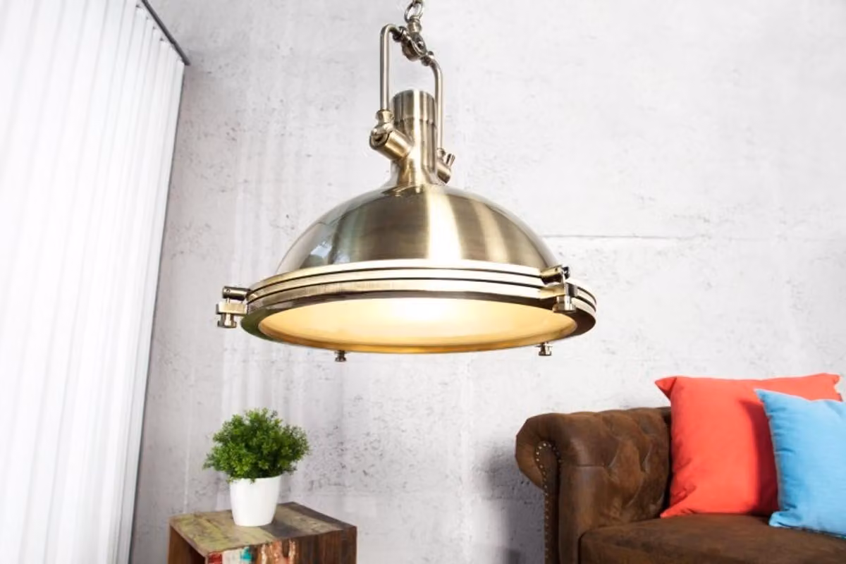 Lampada a sospensione industriale Casa Padrino, finitura bronzo, dimensioni 45 x 45 x 45 cm, lampada dal design industriale massiccio con aspetto vintage