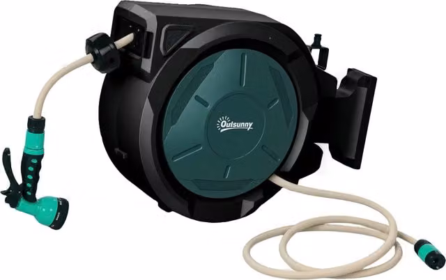 Avvolgitubo da Parete Automatico 30m ¨C Xylo ¨C Verde ?15mm Retrattile per Giardino
