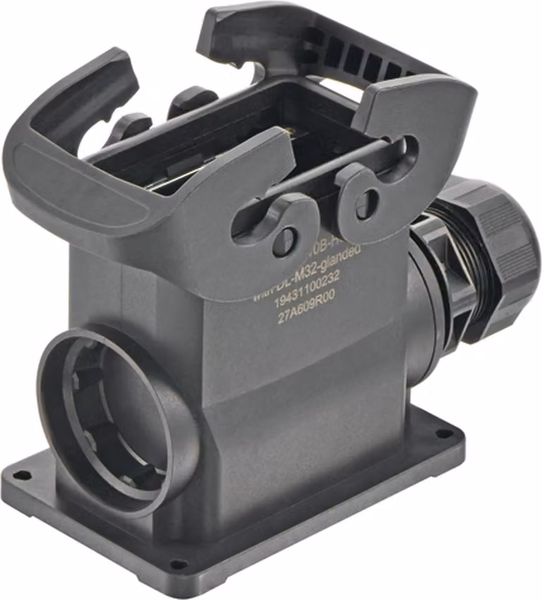 HARTING Han ECO 10B Base con pressacavo, 1xM32 uscita cavo laterale, con 2 staffe trasversali - 1 pezzo