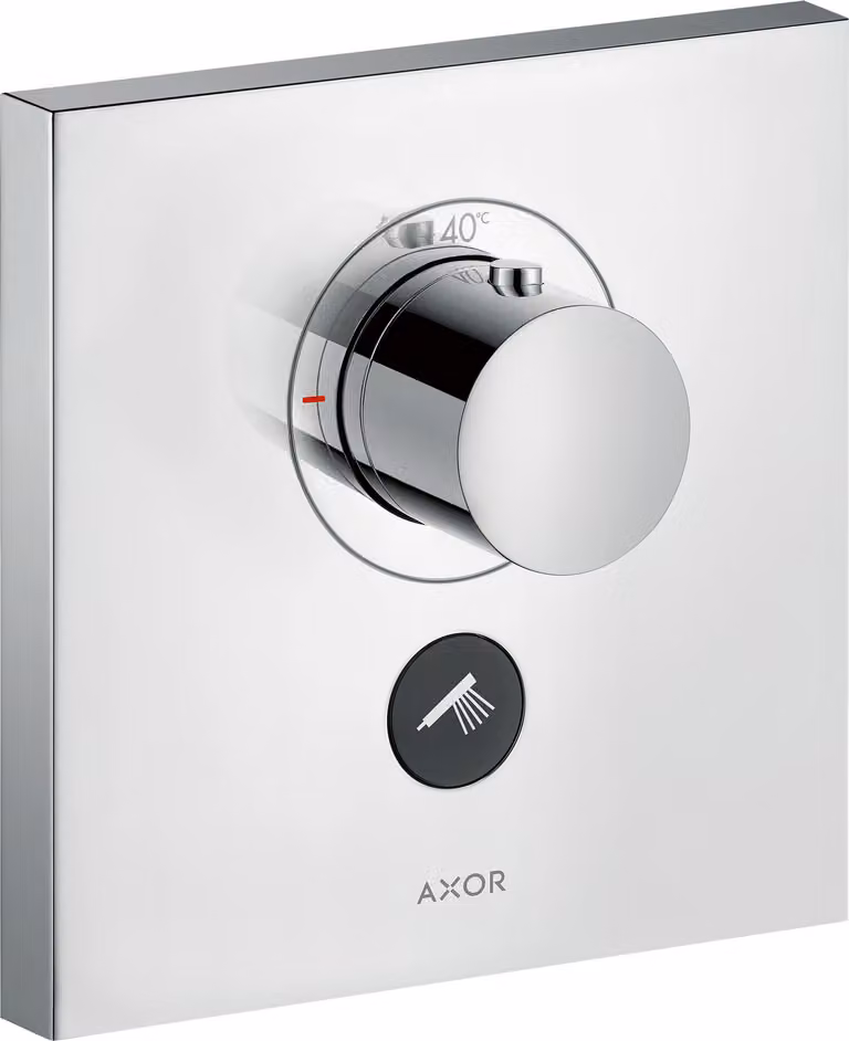 hansgrohe AXOR Starck ShowerSelect Thermostat carré à débit élevé encastré pour 1 consommateur et 1 prise supplémentaire, 36716000, 36716000