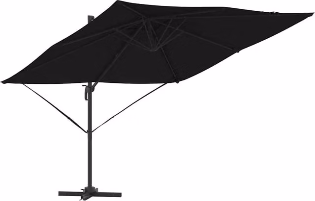 Ombrellone cantilever rettangolare 286 x 284 x 265 cm inclinabile e pratico stile contemporaneo in alluminio nero 02_0058711