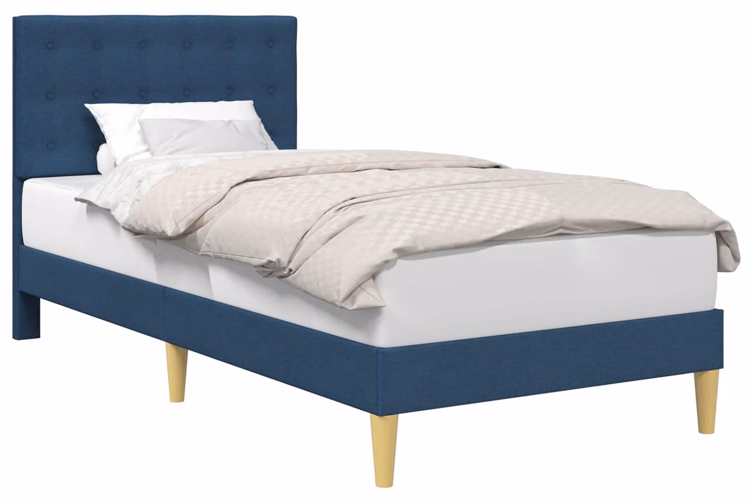 Struttura del letto con testiera Blu 90 x 190 cm Tessuto