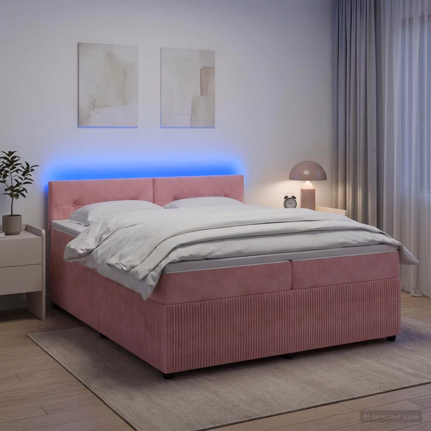 Maison Exclusive - Letto boxspring con materasso e testiera Rosa 200 x 200 cm in velluto
